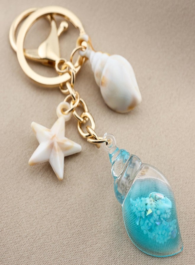 MyfavoriteK Seashell Keychain Purse Charm for Women Girls Tote Bag Backpack Accessory Cute Beach Key Chain (Turquoise) - Image 4